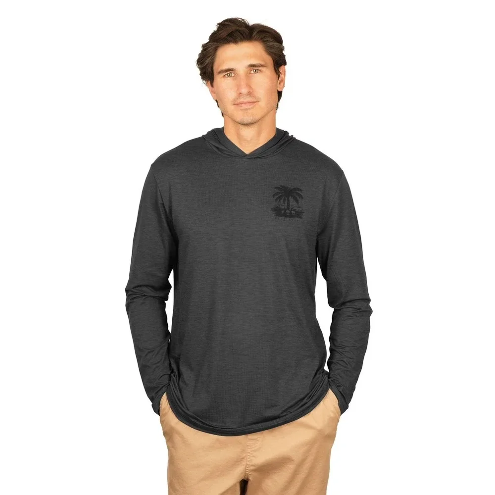 Reel‎ Life Fishing Hoodie Black Shirt Men's Quick Dry Wicking UPF 50+ NWT XXL